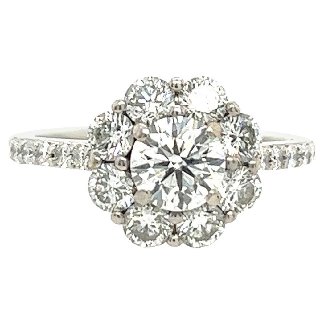 Platinum Solitaire Cluster Ring Set With GIA 0.70ct H/SI2 centre Diamond