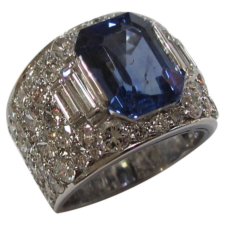 Bulgari Trombino 6.56 Carat Certified Sapphire Diamond Platinum Ring