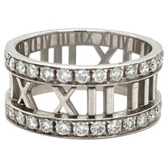 Tiffany & Co. Atlas Open Work Diamant 18k Weißgold Ring 