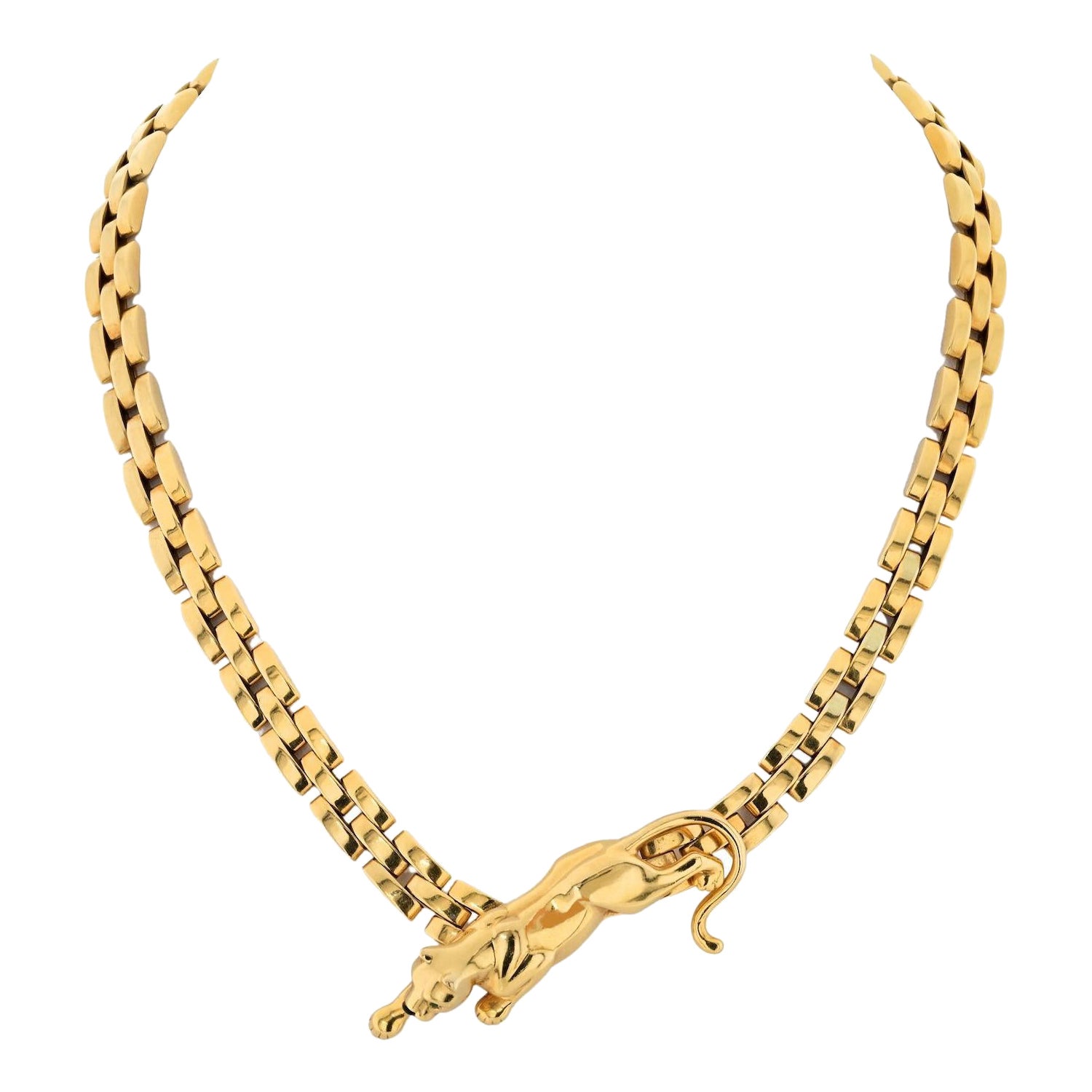 Cartier 18K Yellow Gold Maillon Panthere Link Chain Vintage Necklace For Sale