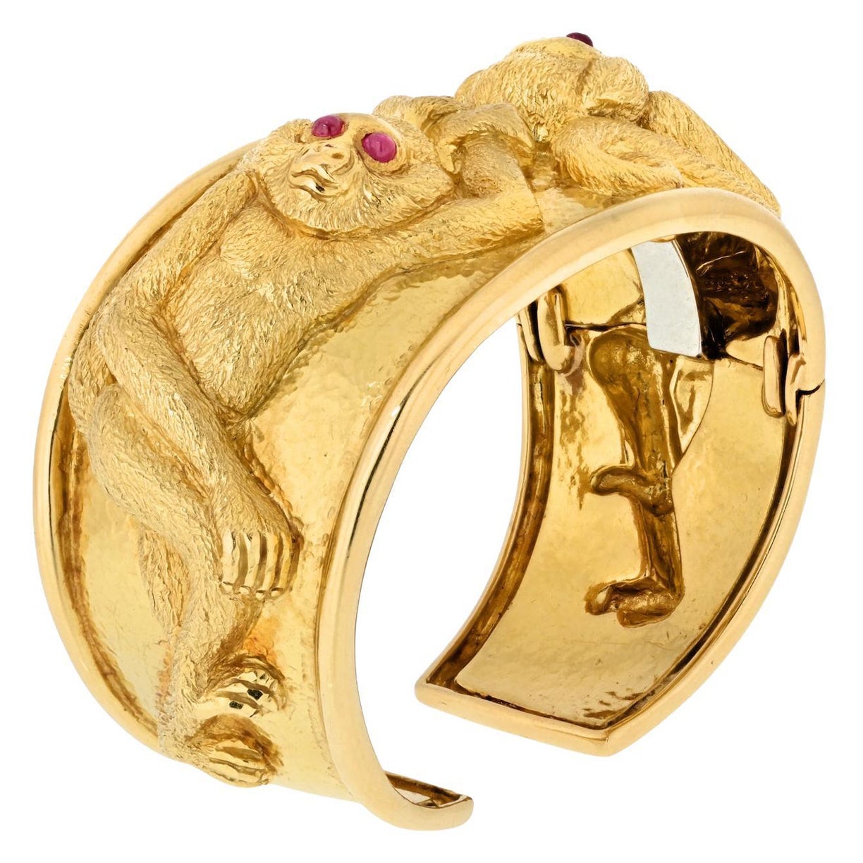 David Webb 18K Yellow Gold Double Monkey Bracelet