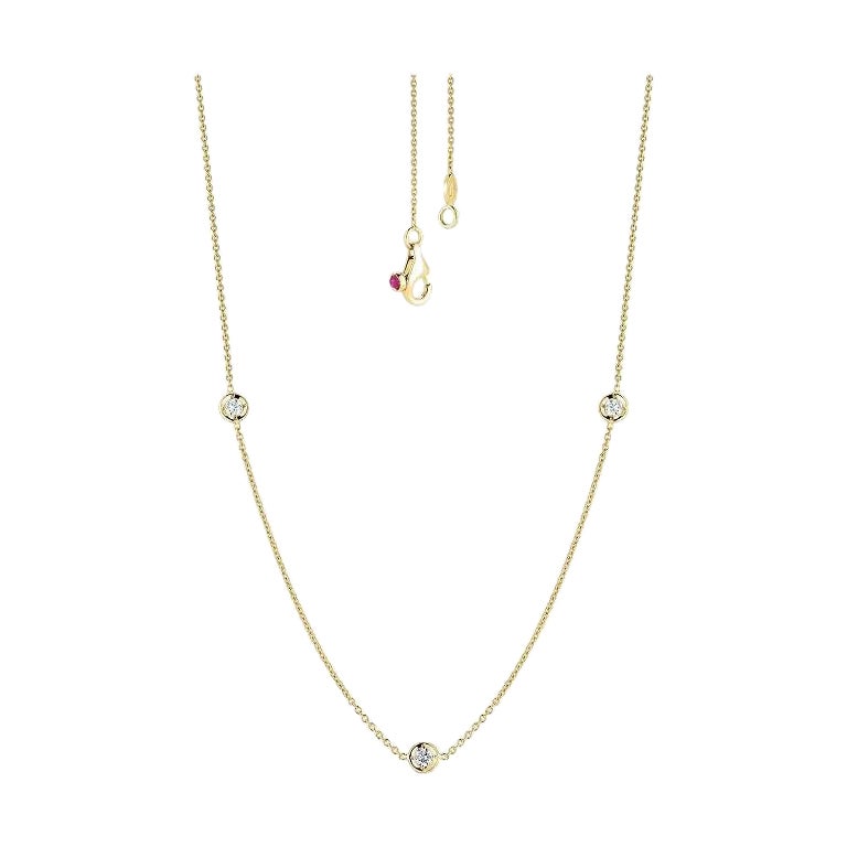 Roberto Coin Yellow Gold three Diamond station Necklace 001317AYCHD0 For Sale