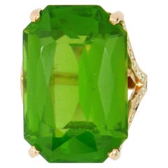 Large Peridot Diamond Ring