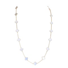 Vintage Van Cleef & Arpels Long Necklace 20 motifs Mother of Pearl Yellow Gold