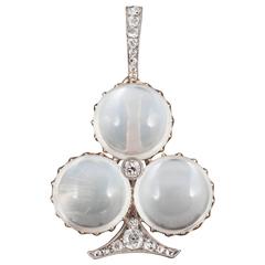 Edwardian Moonstone and Diamond brooch pendant