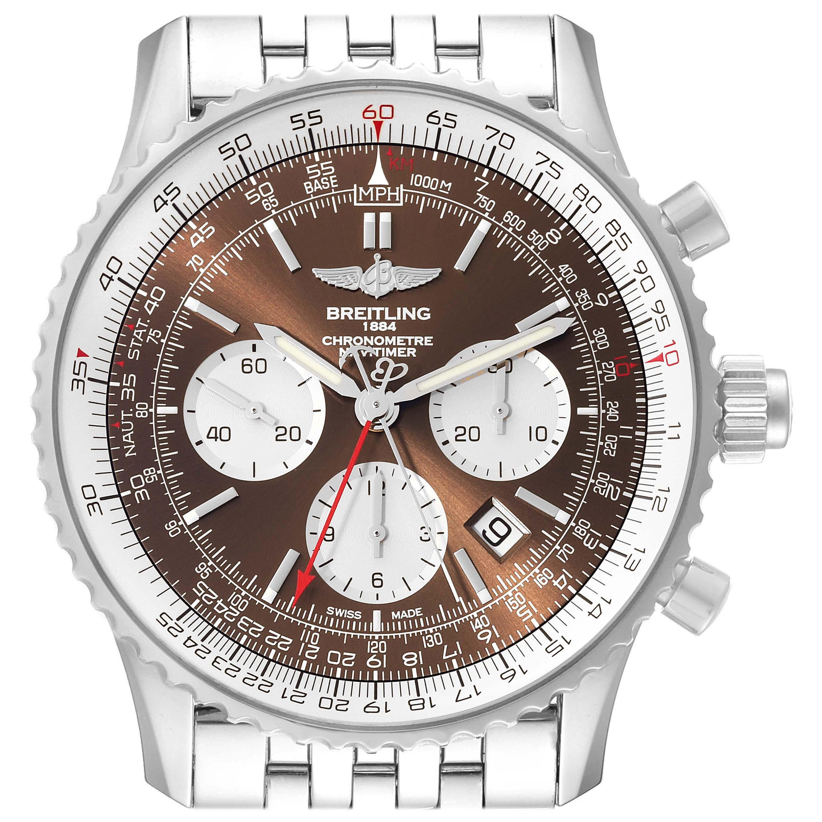 Breitling Navitimer Rattrapante Chronograph Steel Mens Watch AB0310 For Sale