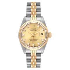 Rolex Datejust Champagne Diamond Dial Steel Yellow Gold Ladies Watch 69173