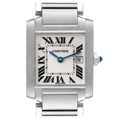 Cartier Tank Francaise Midsize Silver Dial Steel Ladies Watch W51011Q3 Box Paper