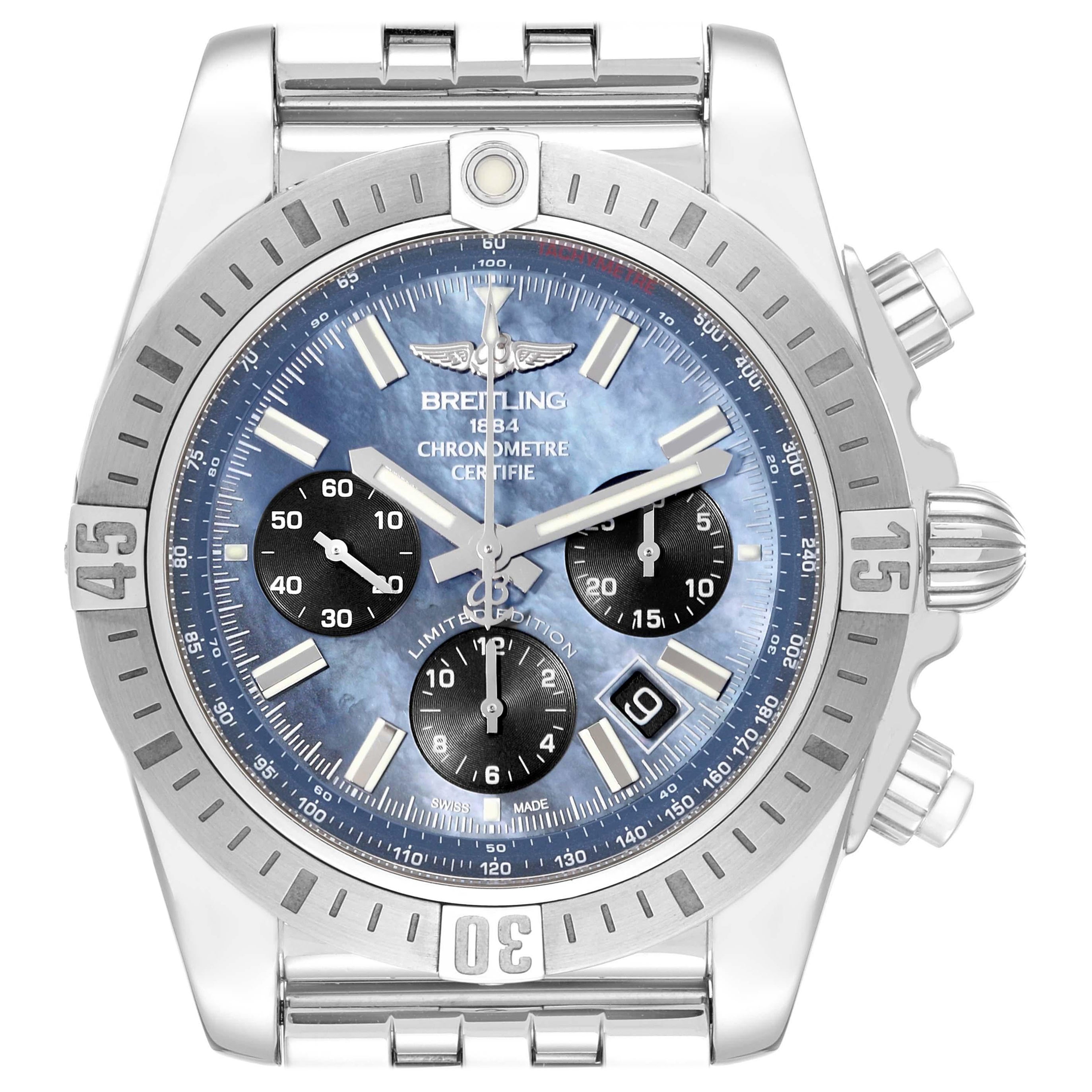 Breitling Chronomat 44 Mother of Pearl Dial Japan Limited Edition Steel Watch For Sale