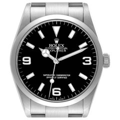 Used Rolex Explorer I Black Dial Steel Mens Watch 114270