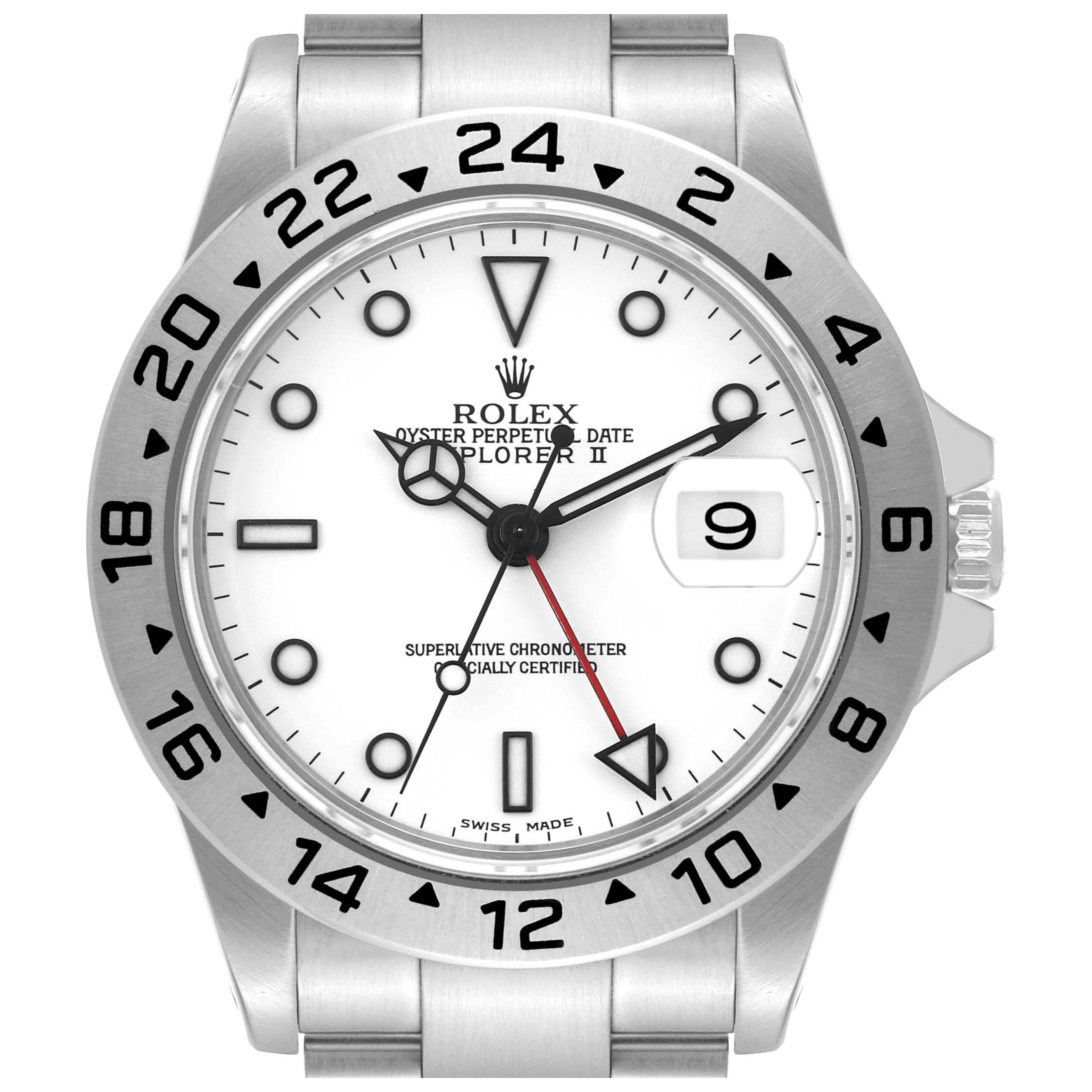 Rolex Explorer II 40mm Polar White Dial Steel Mens Watch 16570