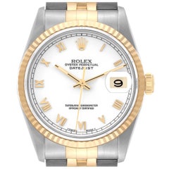 Rolex Datejust Steel Yellow Gold White Dial Mens Watch 16233