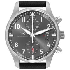 Used IWC Pilot Spitfire Chronograph Grey Dial Mens Watch IW387802 Card