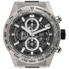 TAG Heuer Carrera Skeleton Dial Titanium Mens Watch CAR2A8A Box Card