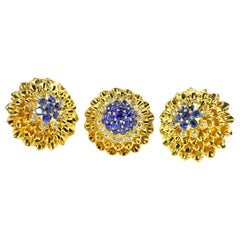 Tiffany & Co. Suite di orecchini e anello con zaffiro e diamante, 1948 ca.