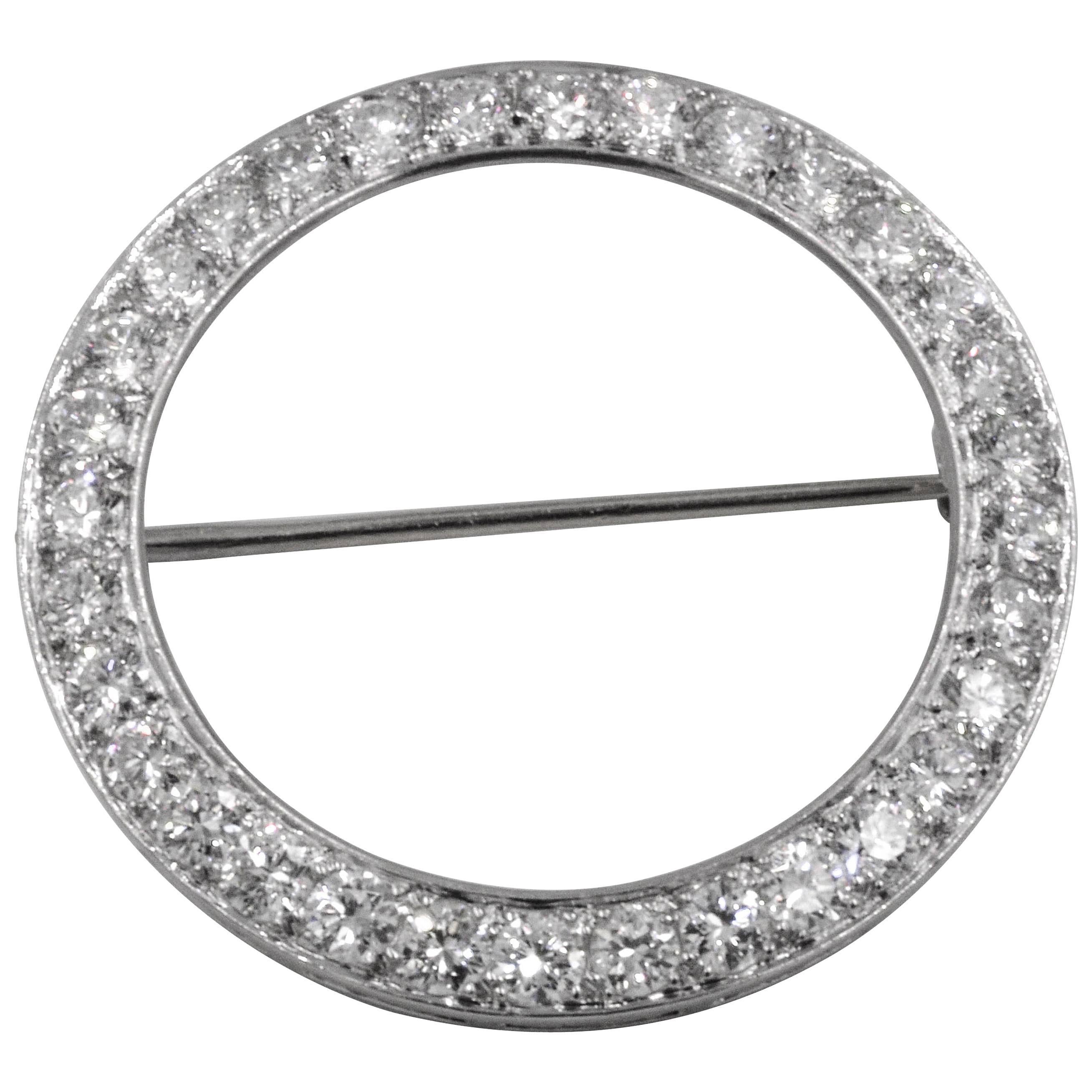 Platinum and Diamond Circle Pin