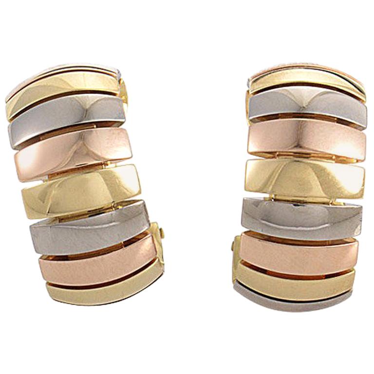 Cartier Tri-Gold Clip-On Huggie Earrings