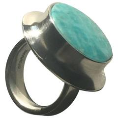 Hans Hansen Sterling Silver Ring With Amazonite Stone