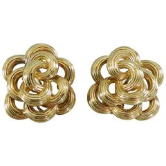 1970s Italian Frascarolo Pierino Gold Swirl Clip-On Earrings 9
