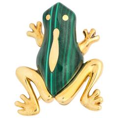 Tiffany & Co. Hong Kong Malachite Gold Pin Brooch 2