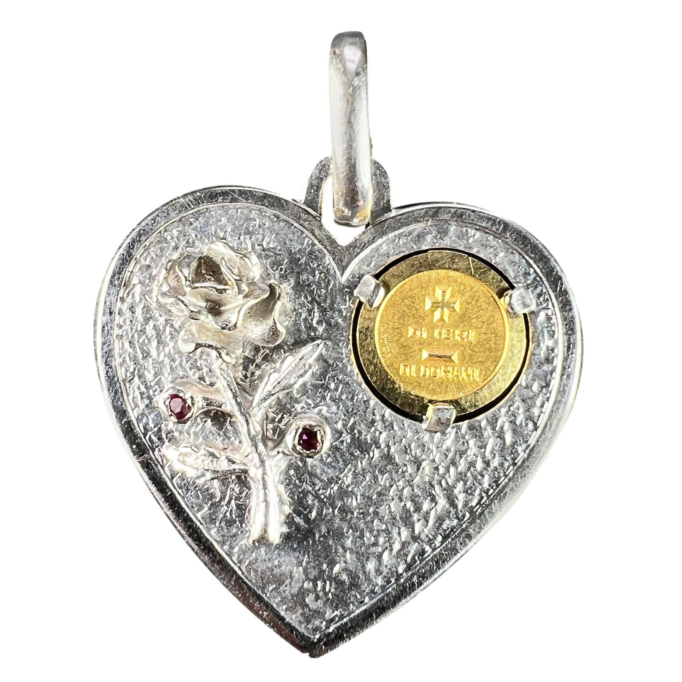 Augis UnoAErre More Than Yesterday Heart 18K Yellow White Gold Love Pendant