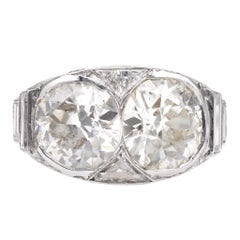 Vintage Art Deco GIA Diamond Platinum Toi et Moi Ring
