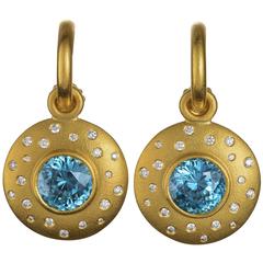 Holly Hamilton-Goldsmith Zircon Diamond Gold Hoop Earrings 