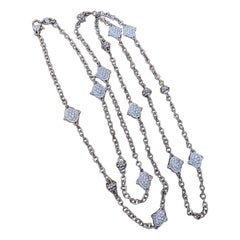 Judith Ripka 35" Long Pave Diamond Station Necklace in 18k White Gold