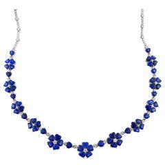 Heart-Shaped Sapphire and Diamond Necklace