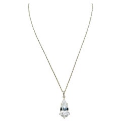 Crystal Teardrop Pendant Necklace, 925 Thai Silver