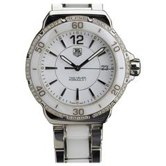Used TAG Heuer Ladies Stainless Steel White Ceramic Diamond Quartz Wristwatch