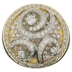 Stunning Sonia B Two Tone Gold 2.75 Carats Large Diamond Swirl Cocktail Ring