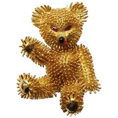 Retro Van Cleef & Arpels Gold Teddy Bear Brooch 