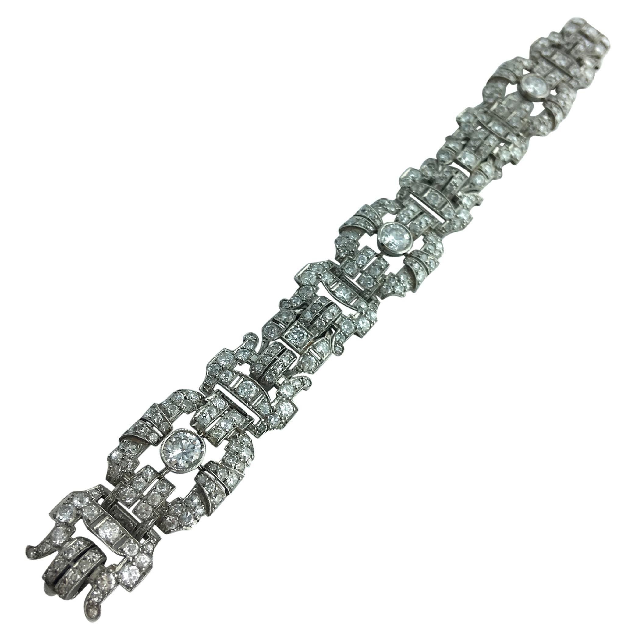 1925 Diamond Platinum Panel Bracelet
