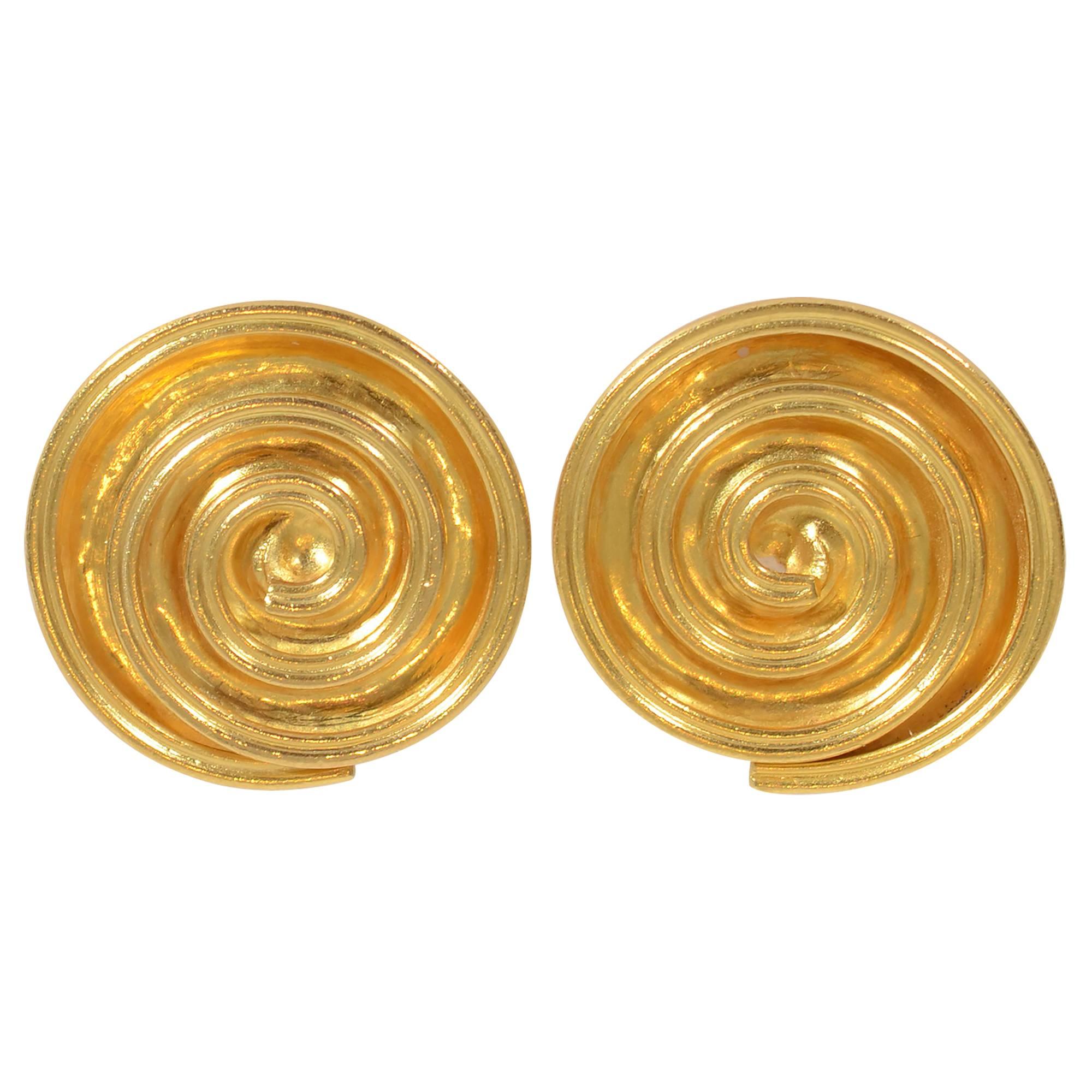 Ilias laLaounis Gold Coiled Disc Earclips