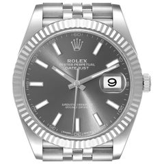Rolex Datejust 41 Steel White Gold Slate Dial Mens Watch 126334