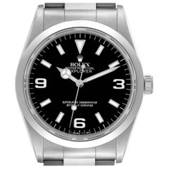Rolex Explorer I Black Dial Steel Mens Watch 14270 Box Papers