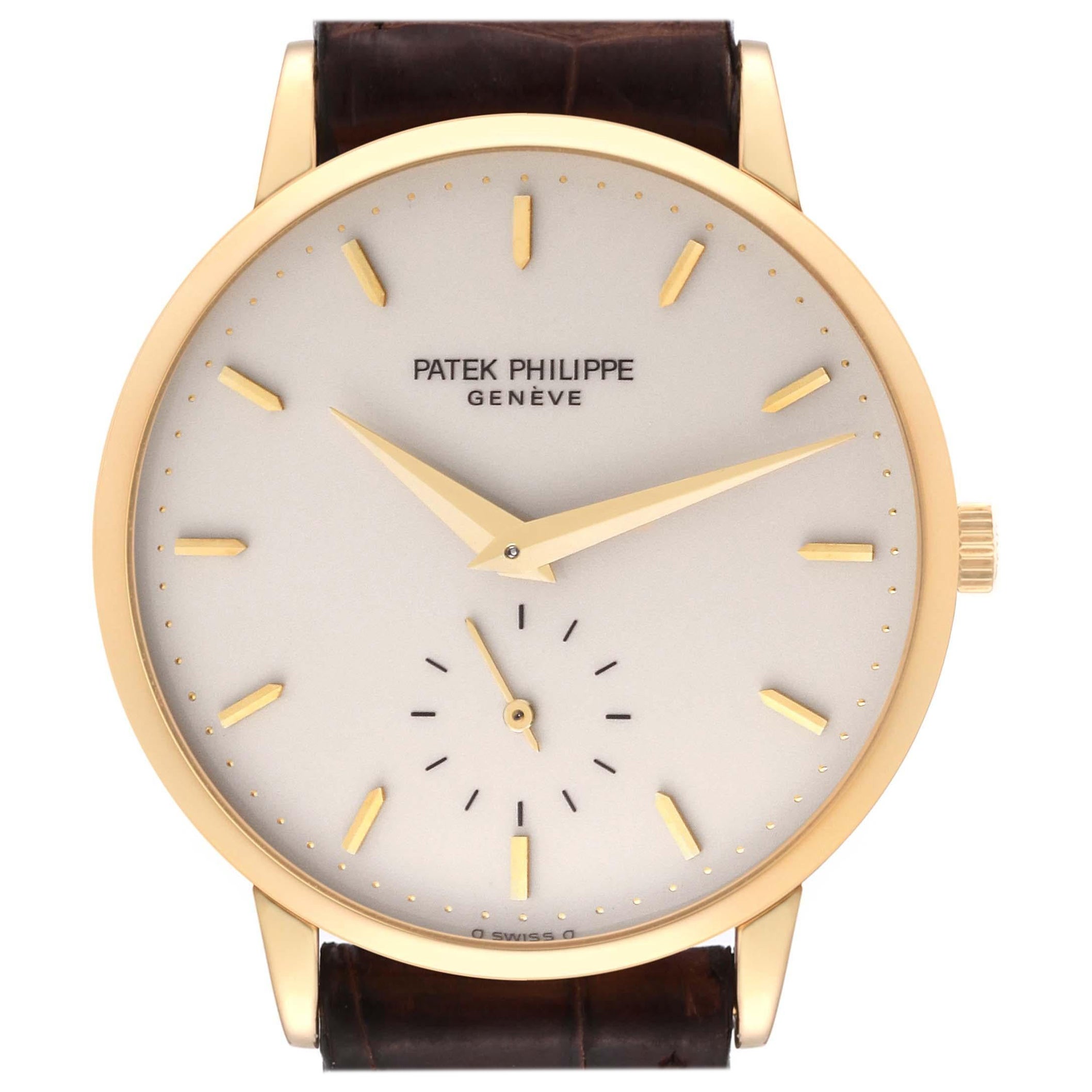 Patek Philippe Calatrava Yellow Gold Ivory Dial Mens Watch 3893 For Sale