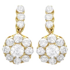 Pendientes holandeses de oro amarillo de 14k y diamantes de 2,35 quilates de los años 20