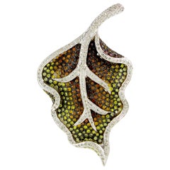 2.53 carats of mix color Diamond Leaf Pendant