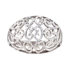 White Gold Botanical Scrollwork Dome Statement Band - 10k Ring
