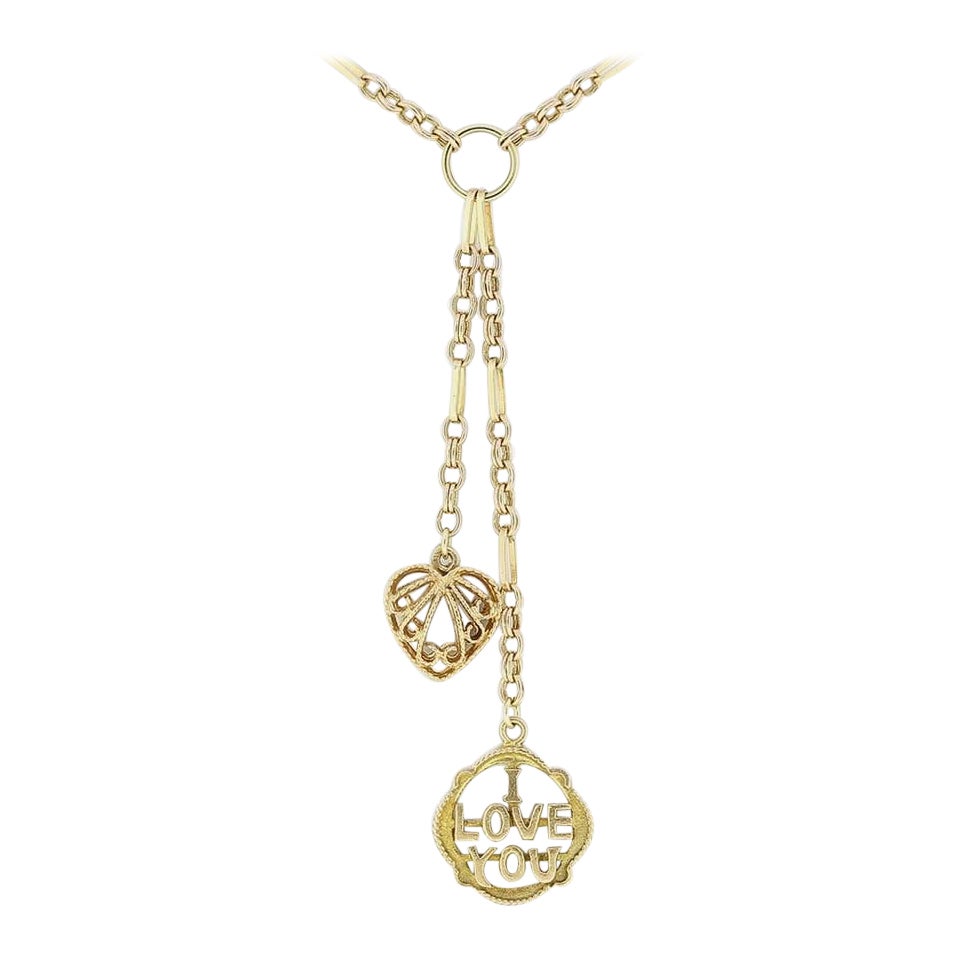 Collier à breloques Vintage "I Love You" (Je t'aime)
