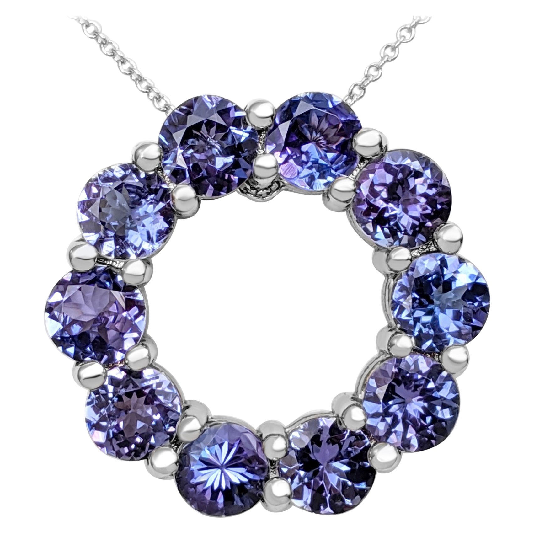 NO RESERVE! - 5.23cttw Tanzanite, 14K White Gold Necklace With Pendant