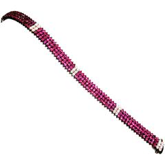 Ruby Strip Bracelet with Ruby and Diamond