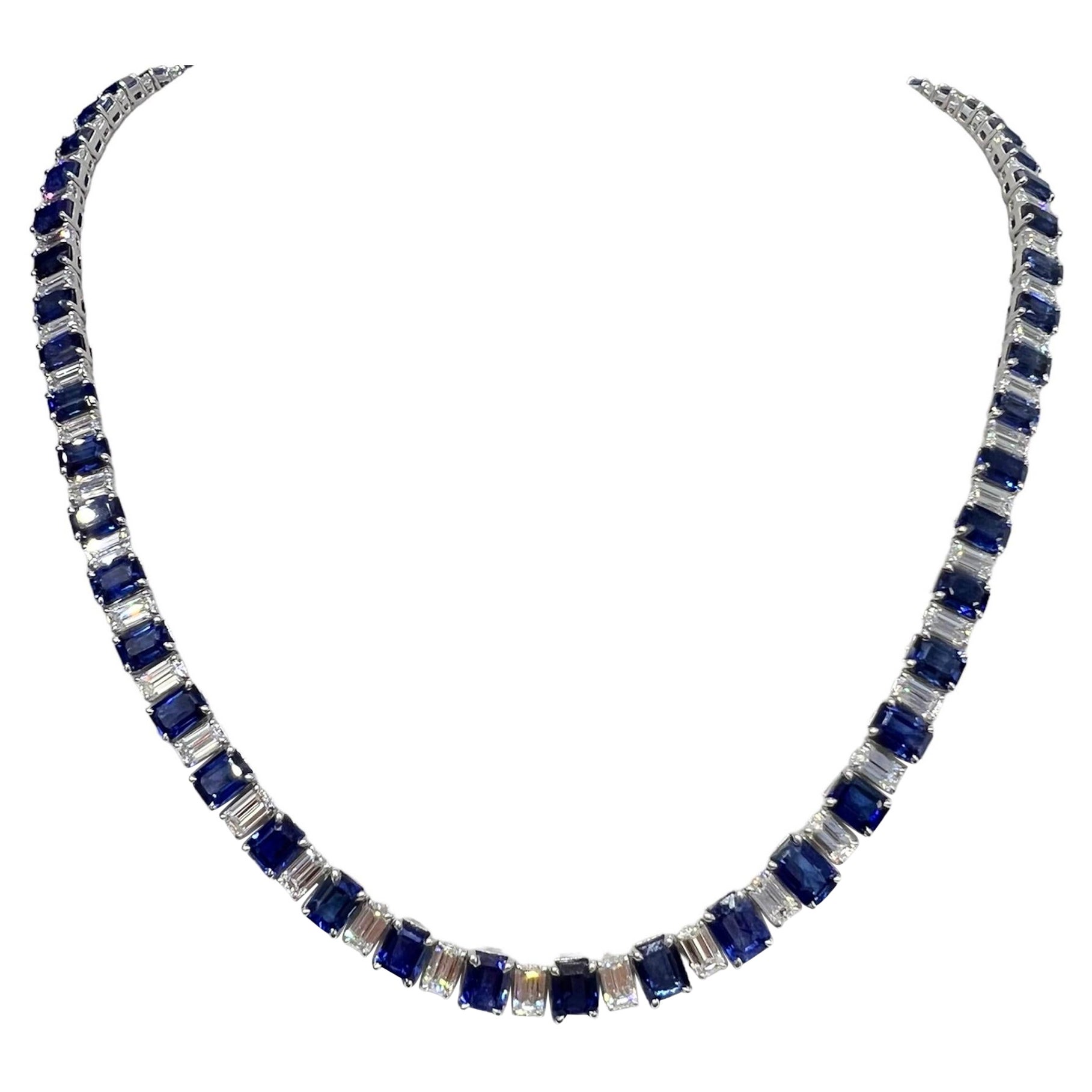 Sophia D. Blue Sapphire and Diamond Necklace For Sale