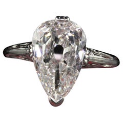 Vintage Art Deco Marcus and Co Platinum Old Pear Diamond Engagement Ring - GIA