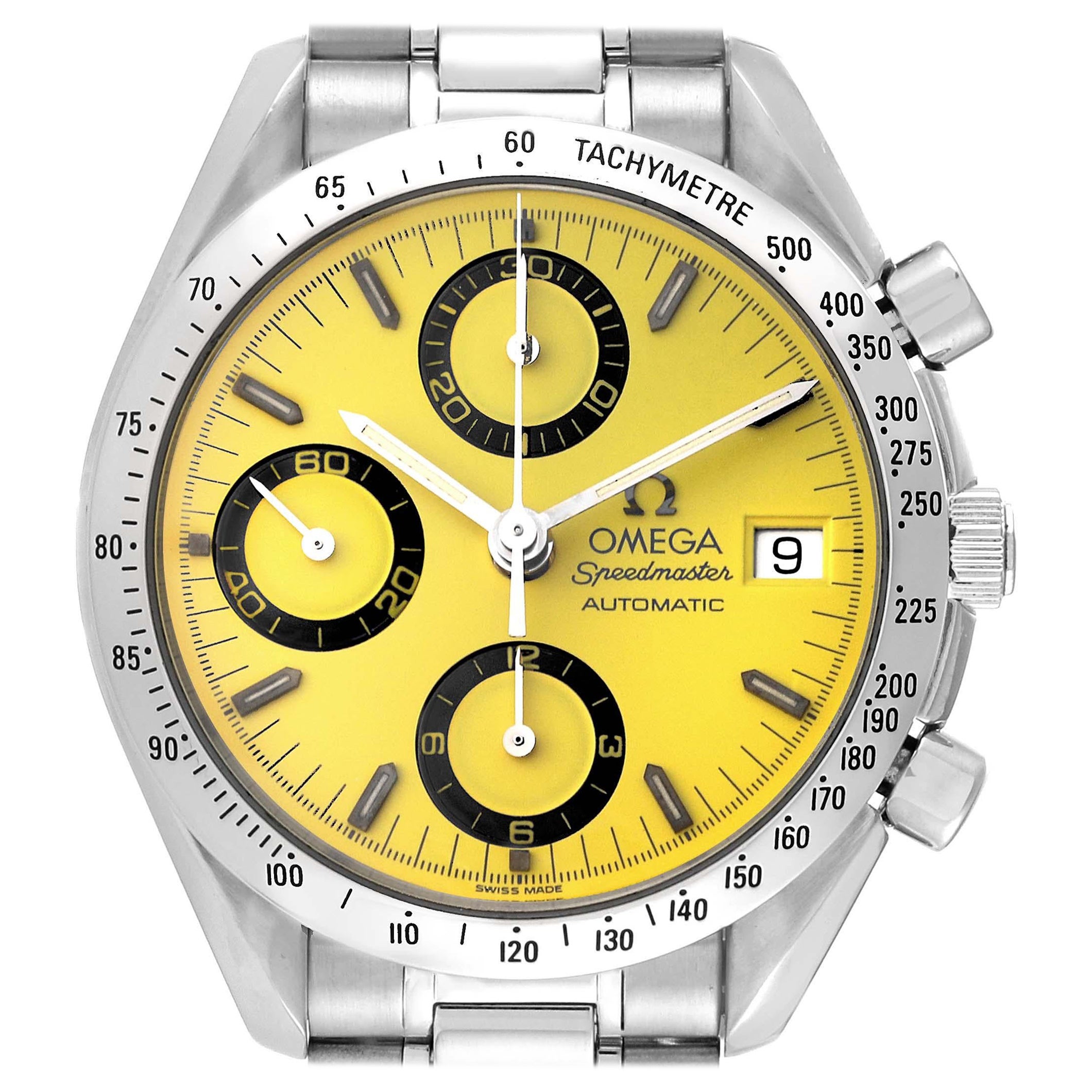 Omega Speedmaster Date Yellow Dial Steel Mens Watch 3511.12.00