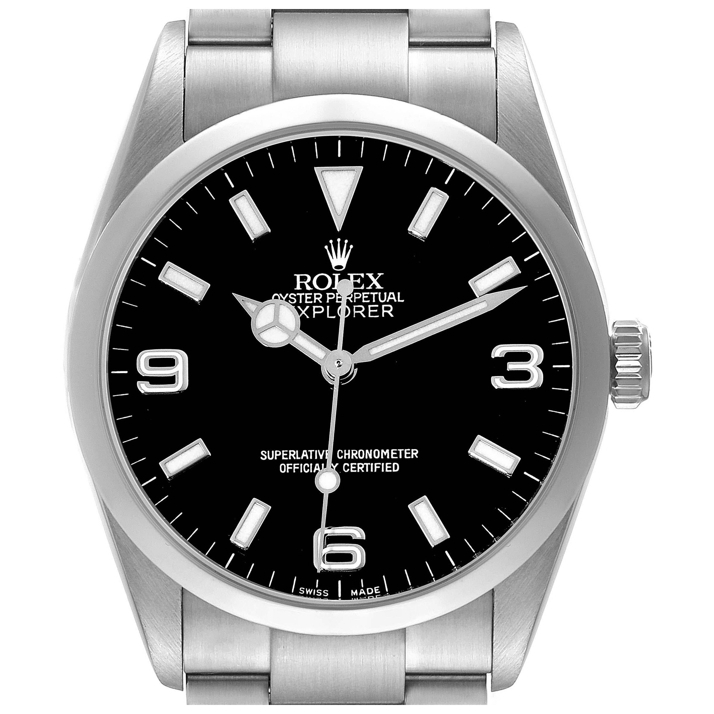 Rolex Explorer I Black Dial Steel Mens Watch 114270 Box Card