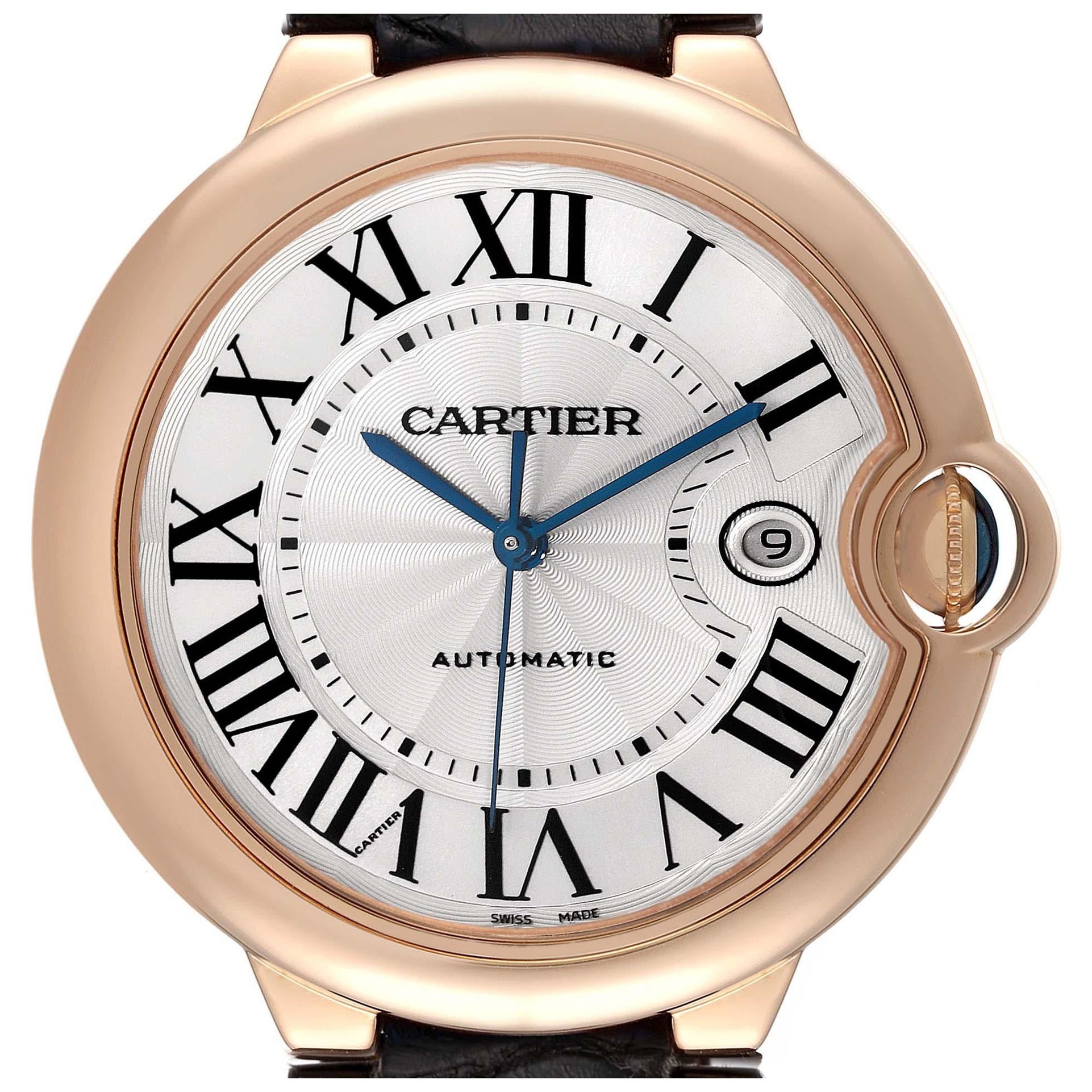 Cartier Ballon Bleu Rose Gold Automatic Mens Watch W6900651 For Sale