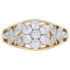 Diamond Floral Edwardian Style Engagement Ring in 14K Gold